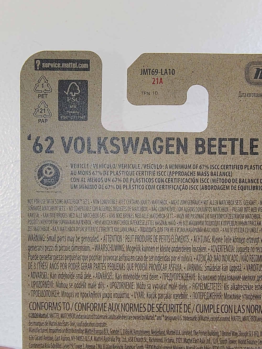 Matchbox Peeps Yellow '62 Volkswagen Beetle Toy Car - Picture 7 of 10